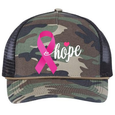 Hope Breast Cancer Awareness Ribbon Retro Rope Trucker Hat Cap