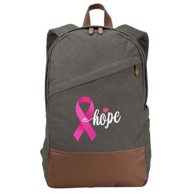 Hope Breast Cancer Awareness Ribbon Cotton Canvas Backpack