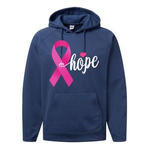 Hope Breast Cancer Awareness Ribbon Performance Fleece Hoodie