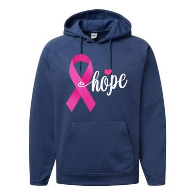 Hope Breast Cancer Awareness Ribbon Performance Fleece Hoodie