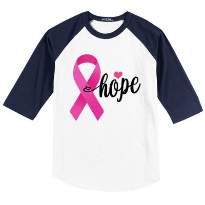 Hope Breast Cancer Awareness Ribbon Baseball Sleeve Shirt