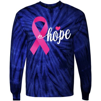 Hope Breast Cancer Awareness Ribbon Tie-Dye Long Sleeve Shirt