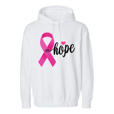 Hope Breast Cancer Awareness Ribbon Garment-Dyed Fleece Hoodie