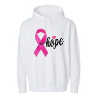 Hope Breast Cancer Awareness Ribbon Garment-Dyed Fleece Hoodie