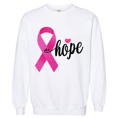 Hope Breast Cancer Awareness Ribbon Garment-Dyed Sweatshirt