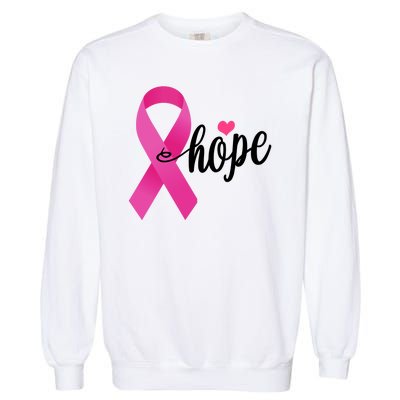 Hope Breast Cancer Awareness Ribbon Garment-Dyed Sweatshirt