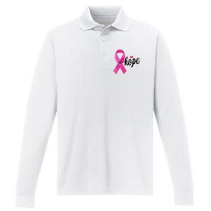 Hope Breast Cancer Awareness Ribbon Performance Long Sleeve Polo