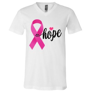 Hope Breast Cancer Awareness Ribbon V-Neck T-Shirt