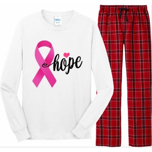 Hope Breast Cancer Awareness Ribbon Long Sleeve Pajama Set