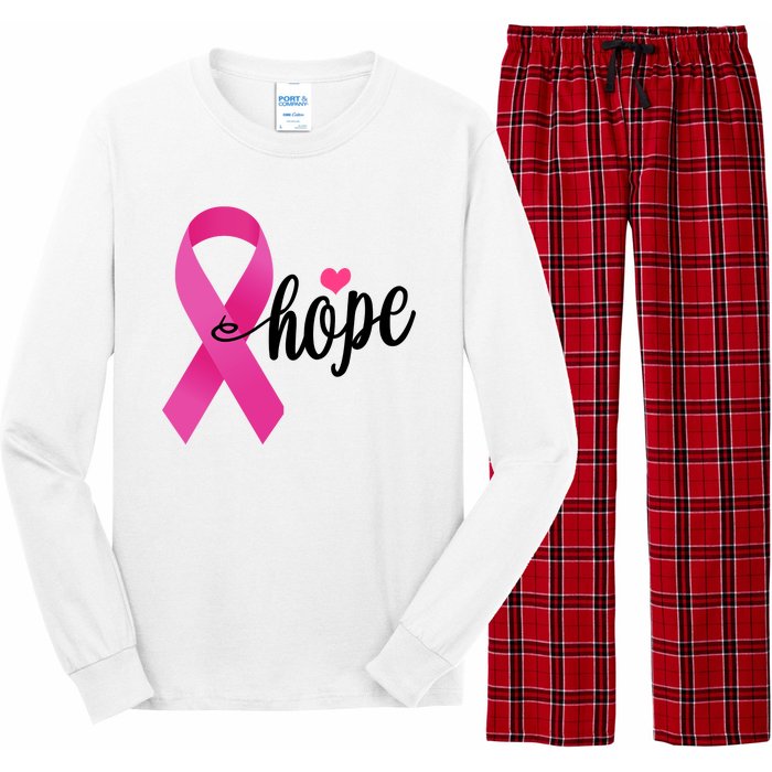 Hope Breast Cancer Awareness Ribbon Long Sleeve Pajama Set