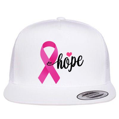 Hope Breast Cancer Awareness Ribbon Flat Bill Trucker Hat