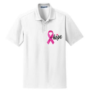 Hope Breast Cancer Awareness Ribbon Dry Zone Grid Polo