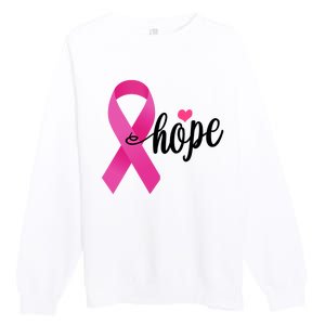 Hope Breast Cancer Awareness Ribbon Premium Crewneck Sweatshirt