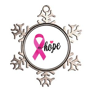 Hope Breast Cancer Awareness Ribbon Metallic Star Ornament