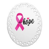 Hope Breast Cancer Awareness Ribbon Ceramic Oval Ornament