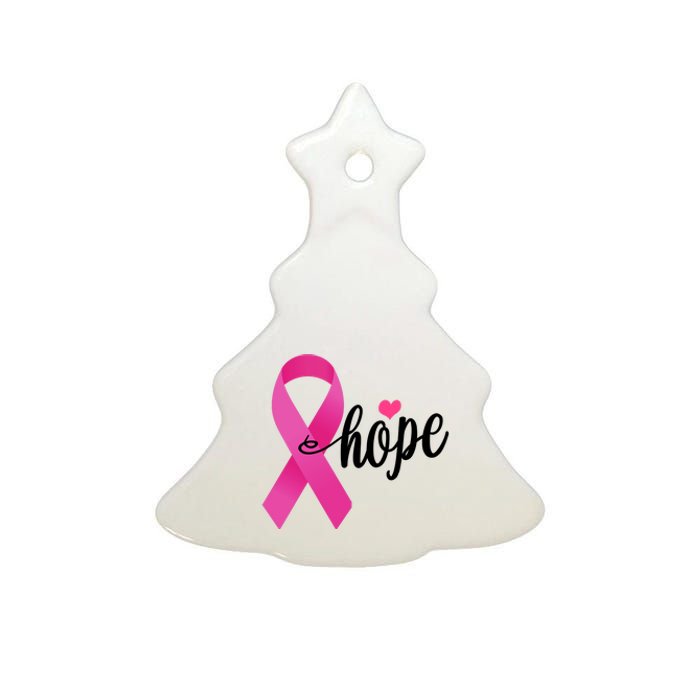 Hope Breast Cancer Awareness Ribbon Ceramic Tree Ornament