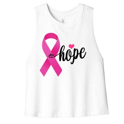 Hope Breast Cancer Awareness Ribbon Women's Racerback Cropped Tank