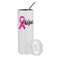 Hope Breast Cancer Awareness Ribbon Stainless Steel Tumbler