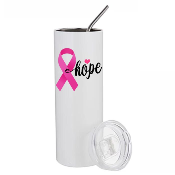 Hope Breast Cancer Awareness Ribbon Stainless Steel Tumbler