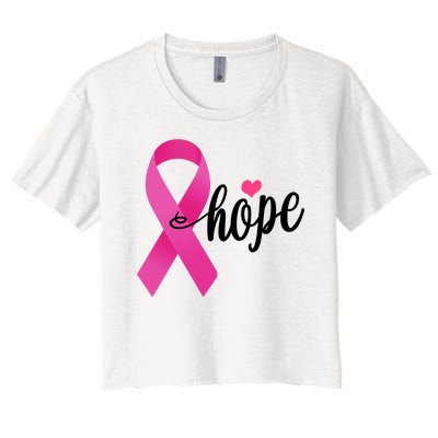 Hope Breast Cancer Awareness Ribbon Women's Crop Top Tee