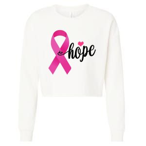 Hope Breast Cancer Awareness Ribbon Cropped Pullover Crew