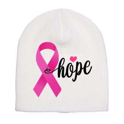 Hope Breast Cancer Awareness Ribbon Short Acrylic Beanie