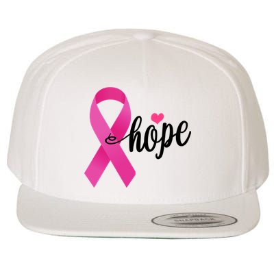 Hope Breast Cancer Awareness Ribbon Wool Snapback Cap