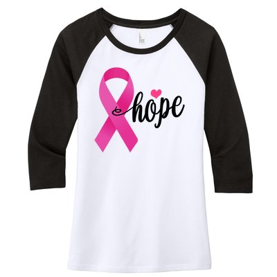 Hope Breast Cancer Awareness Ribbon Women's Tri-Blend 3/4-Sleeve Raglan Shirt