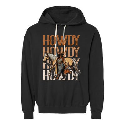 Howdy Black Cowgirl Country Western Rodeo Melanin Texas Garment-Dyed Fleece Hoodie