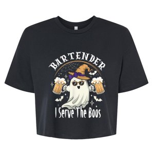 Halloween Bartender Costume I Serve The Boos Bella+Canvas Jersey Crop Tee