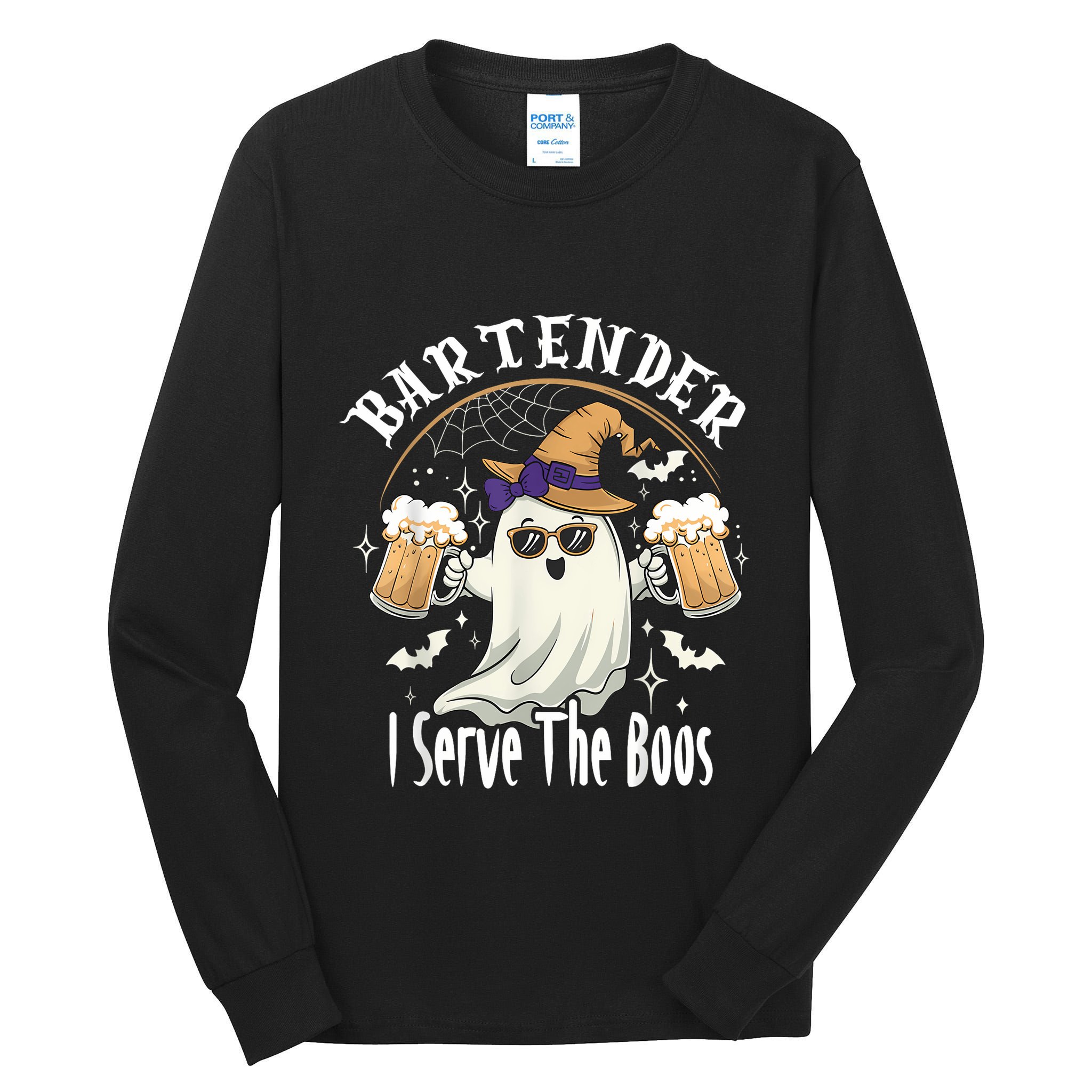 Halloween Bartender Costume I Serve The Boos Tall Long Sleeve T-Shirt