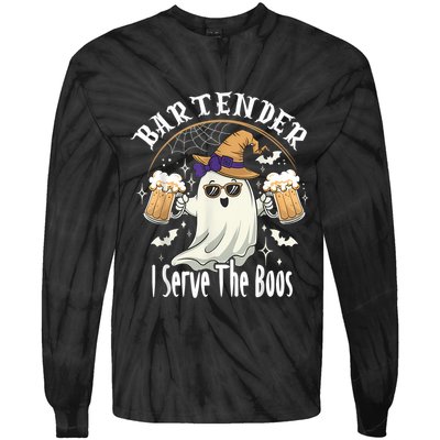 Halloween Bartender Costume I Serve The Boos Tie-Dye Long Sleeve Shirt