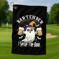Halloween Bartender Costume I Serve The Boos Golf Towel