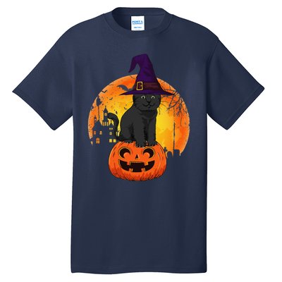 Halloween Black Cat Witch Pumpkin Halloween Tall T-Shirt