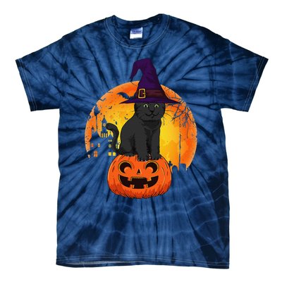 Halloween Black Cat Witch Pumpkin Halloween Tie-Dye T-Shirt