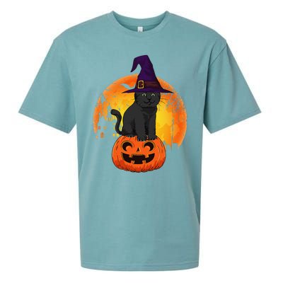 Halloween Black Cat Witch Pumpkin Halloween Sueded Cloud Jersey T-Shirt