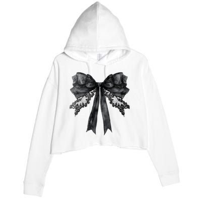 Halloween Black Coquette Bow Crop Fleece Hoodie