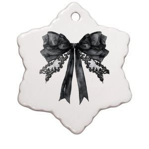 Halloween Black Coquette Bow Ceramic Star Ornament