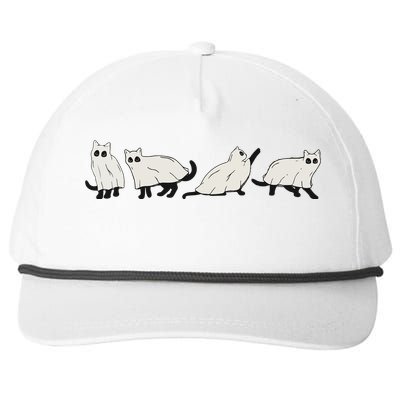 Halloween Black Cat, Ghost, Spooky Season Snapback Five-Panel Rope Hat