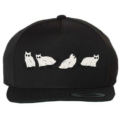 Halloween Black Cat, Ghost, Spooky Season Wool Snapback Cap