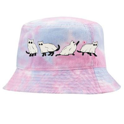 Halloween Black Cat, Ghost, Spooky Season Tie-Dyed Bucket Hat