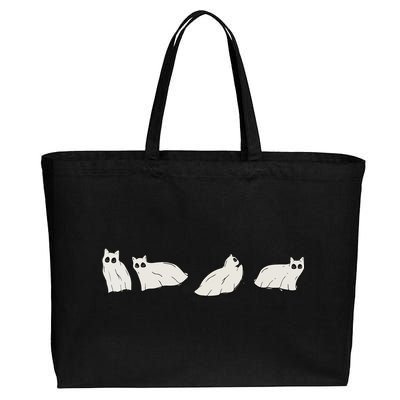 Halloween Black Cat, Ghost, Spooky Season Cotton Canvas Jumbo Tote