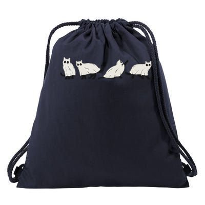 Halloween Black Cat, Ghost, Spooky Season Drawstring Bag