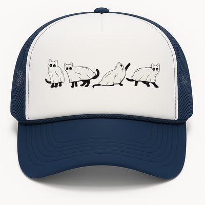 Halloween Black Cat, Ghost, Spooky Season Trucker Hat