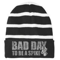 Hunting Bad Day To Be A Spike Funny Deer Hunting Hunter Striped Beanie with Solid Band