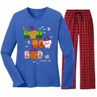 Halloween Boo Dental Crew Colorful Coworker Matching Costume Meaningful Gift Women's Long Sleeve Flannel Pajama Set 