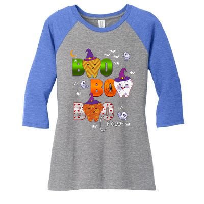 Halloween Boo Dental Crew Colorful Coworker Matching Costume Meaningful Gift Women's Tri-Blend 3/4-Sleeve Raglan Shirt