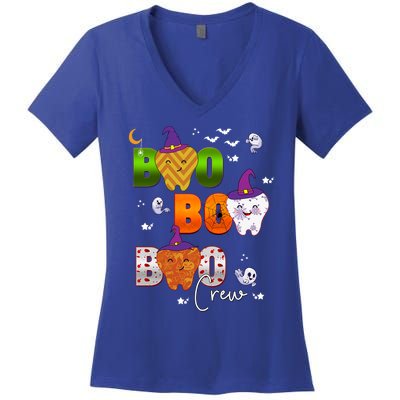 Halloween Boo Dental Crew Colorful Coworker Matching Costume Meaningful Gift Women's V-Neck T-Shirt