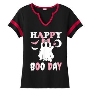 Happy Boo Day Girls Birthday Ladies Halftime Notch Neck Tee