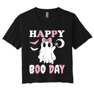 Happy Boo Day Girls Birthday Women's Crop Top Tee